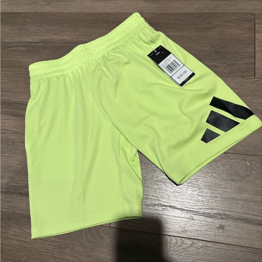 Adidas Boys Neon Green Athletic Shorts